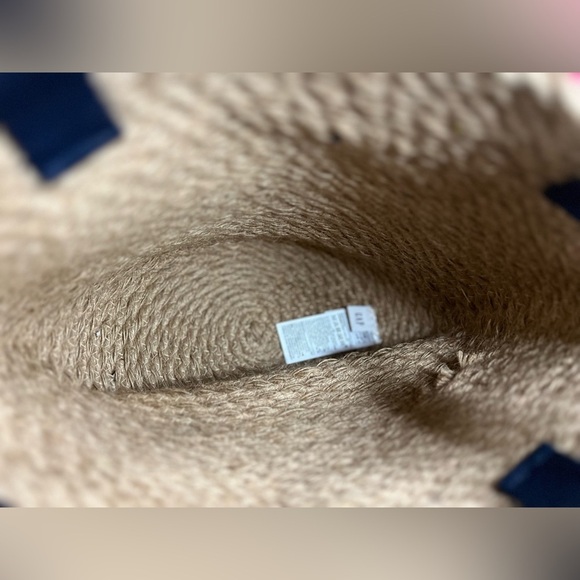 Gap jute tote bucket bag Tan Woven pink yellow blue Handle Beach Vacation NWT - Picture 4 of 8